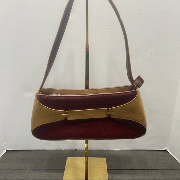 La Philipe Leather Purse Two Tone Brown Handbag Shoulder Strap Vintage Preowned. - Picture 1 of 14